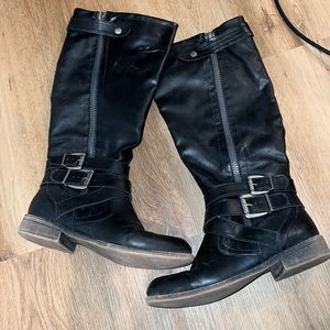 Black Calf High Boots